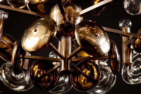 Brass and Glass Lens Chandelier by Gaetano Sciolari, Italy, 1960s-MBH-1032521