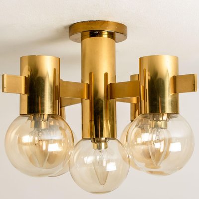 Brass and Glass Light Fixtures in the Style of Jakobsson, 1960s, Set of 2-VDW-885997