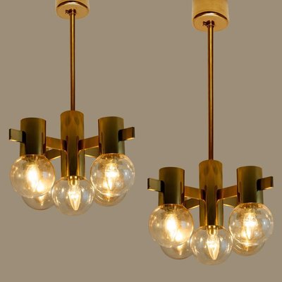 Brass and Glass Light Fixtures in the Style of Jakobsson, 1960s, Set of 2-VDW-885997