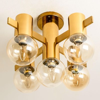 Brass and Glass Light Fixtures in the Style of Jakobsson, 1960s, Set of 2-VDW-885997