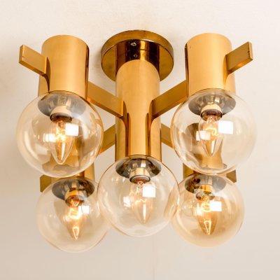 Brass and Glass Light Fixtures in the Style of Jakobsson, 1960s, Set of 3-VDW-988128