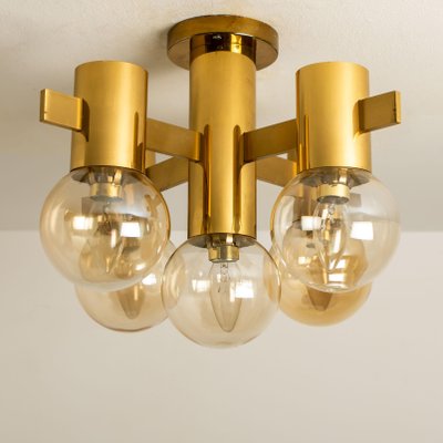 Brass and Glass Light Fixtures in the Style of Jakobsson, 1960s, Set of 3-VDW-988128