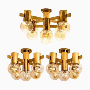 Brass and Glass Light Fixtures in the Style of Jakobsson, 1960s, Set of 3-VDW-988128