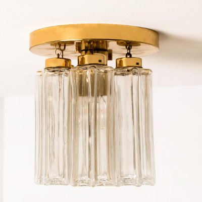 Brass and Glass Lights Ceiling Fixtures from Limburg Glashütte, 1970s, Set of 2-VDW-1271693