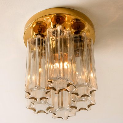 Brass and Glass Lights Ceiling Fixtures from Limburg Glashütte, 1970s, Set of 2-VDW-1271693