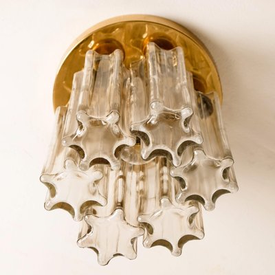 Brass and Glass Lights Ceiling Fixtures from Limburg Glashütte, 1970s, Set of 2-VDW-1271693