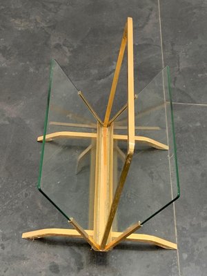 Brass and Glass Magazine Rack, Italy, 1960s-IJR-1021623