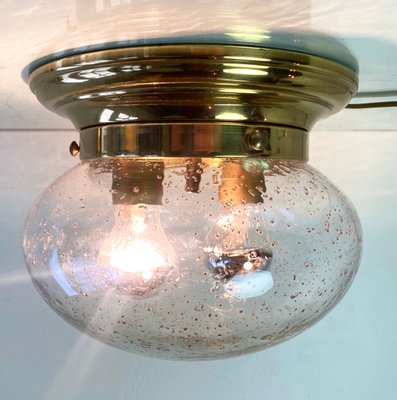 Brass and Glass Mushroom Flush Mount from Limburg, 1970s-WZZ-1059196