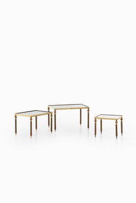 Brass and Glass Nesting Tables, 1960s-SC-586805