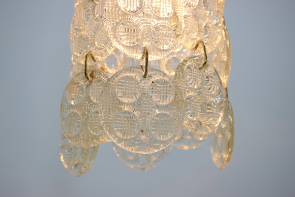 Brass and Glass Pendant Lamp from Zelezny Brod, 1970s-TZ-555928