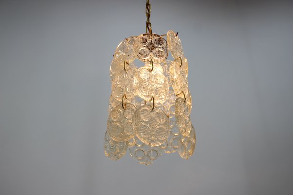 Brass and Glass Pendant Lamp from Zelezny Brod, 1970s-TZ-555928