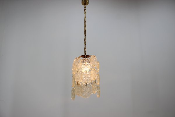 Brass and Glass Pendant Lamp from Zelezny Brod, 1970s-TZ-555928