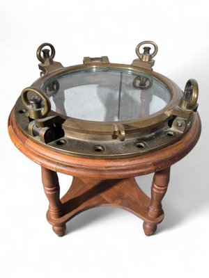 Brass and Glass Porthole Side Table, 1930-FDW-2039602