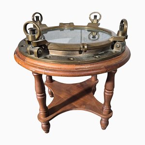 Brass and Glass Porthole Side Table, 1930-FDW-2039602