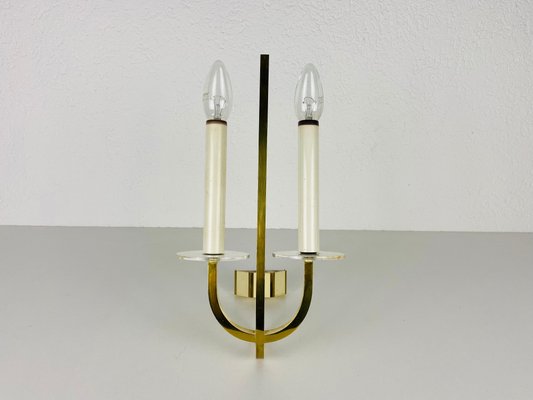 Brass and Glass Sconces, 1960s, Germany, Set of 2-PUK-975191