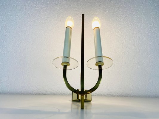 Brass and Glass Sconces, 1960s, Germany, Set of 2-PUK-975191