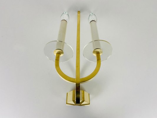 Brass and Glass Sconces, 1960s, Germany, Set of 2-PUK-975191