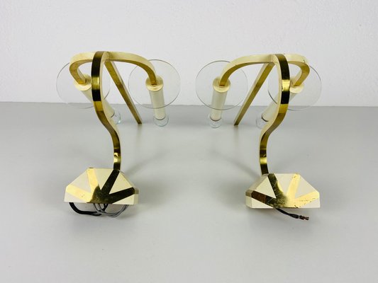 Brass and Glass Sconces, 1960s, Germany, Set of 2-PUK-975191