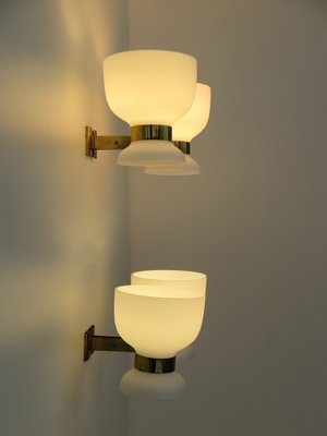 Brass and Glass Sconces from Stilnovo, Italy, 1950s, Set of 2-CC-1647368