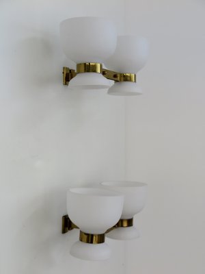 Brass and Glass Sconces from Stilnovo, Italy, 1950s, Set of 2-CC-1647368