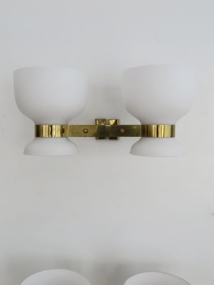 Brass and Glass Sconces from Stilnovo, Italy, 1950s, Set of 2-CC-1647368