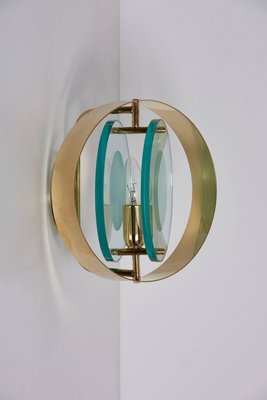 Brass and Glass Sconces in the Manner of Max Ingrand and Fontana Arte, Set of 2-VLZ-631906