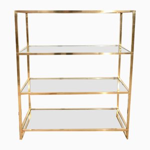 Brass and Glass Shelf in the style of Pierre Vandel, 1970s-RVK-1751708