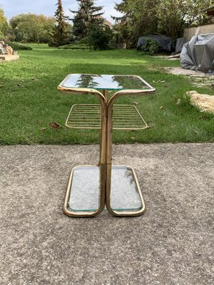 Brass and Glass Side Table, Italy, 1970s-OXJ-1445131