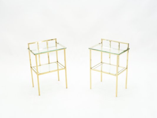 Brass and Glass Side Tables Attributed to Marc Duplantier, 1960s, Set of 2-YJA-709286