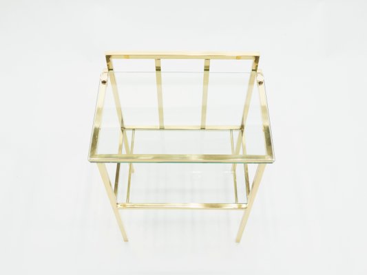 Brass and Glass Side Tables Attributed to Marc Duplantier, 1960s, Set of 2-YJA-709286