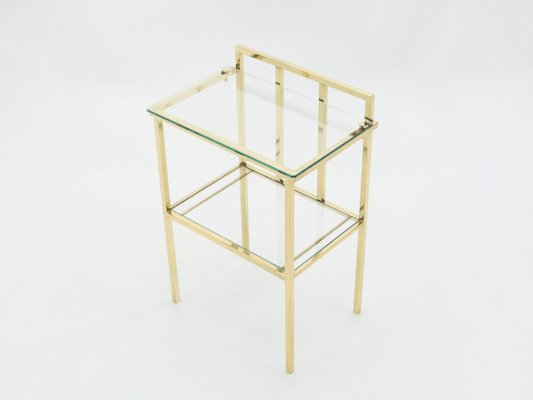 Brass and Glass Side Tables Attributed to Marc Duplantier, 1960s, Set of 2-YJA-709286