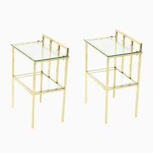 Brass and Glass Side Tables Attributed to Marc Duplantier, 1960s, Set of 2-YJA-709286