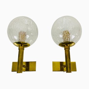 Brass and Glass Wall Lamps from Hillebrand, Germany, 1960s, Set of 2-PUK-808066