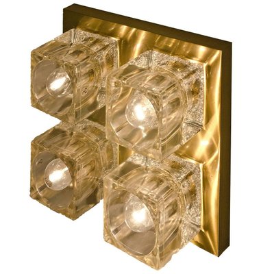 Brass and Glass Wall Light by Peill & Putzler, 1970s-VDW-619080