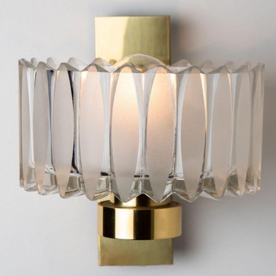 Brass and Glass Wall Light Fixture from Hillebrand, 1970s-VDW-1395278