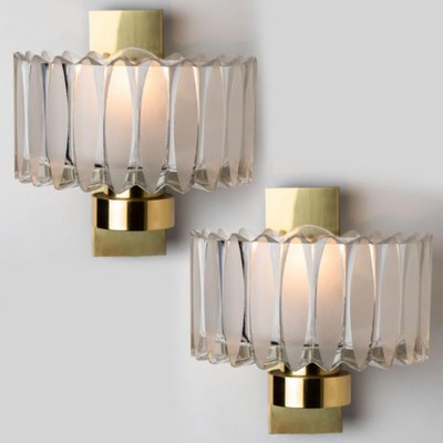 Brass and Glass Wall Light Fixture from Hillebrand, 1970s-VDW-1395278