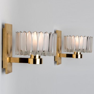 Brass and Glass Wall Light Fixture from Hillebrand, 1970s-VDW-1395278