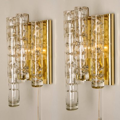 Brass and Glass Wall Lights by Doria Leuchten Germany, 1960s, Set of 2-VDW-619071