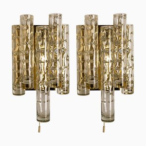 Brass and Glass Wall Lights by Doria Leuchten Germany, 1960s, Set of 2-VDW-619071