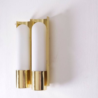 Brass and Glass Wall Lights or Sconces from Glashütte Limburg, 1970s, Set of 2-VLZ-632127