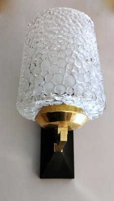 Brass and Half Crystal Sconces in the Style of Maison Arlus, 1957, Set of 3-QRS-821720