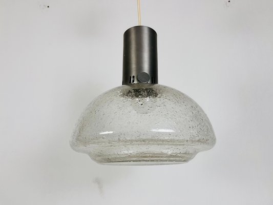 Brass and Ice Glass Pendant Lamp from Doria Leuchten, 1960s-PUK-1416528