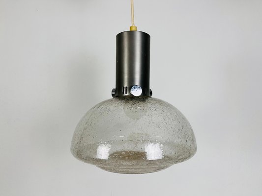 Brass and Ice Glass Pendant Lamp from Doria Leuchten, 1960s-PUK-1416528