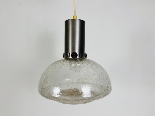 Brass and Ice Glass Pendant Lamp from Doria Leuchten, 1960s-PUK-1416528