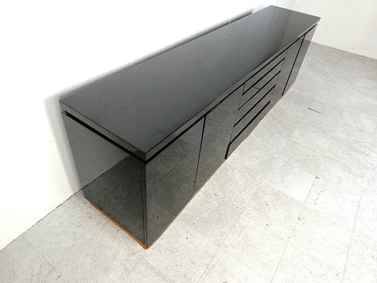 Brass and Lacquer Sideboard by Jean Claude Mahey, 1970s-IRH-1820612