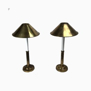 Brass and Lacquered Table Lamps by Tommaso Barbi, 1970s, Set of 2-OT-843776