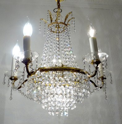 Brass and Lead Crystal Chandelier from Palwa, 1950s-NGU-1819526