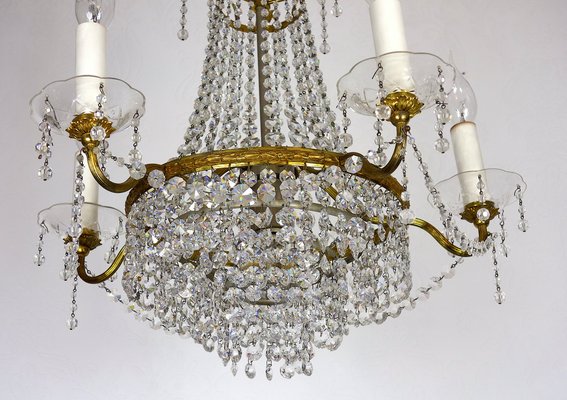 Brass and Lead Crystal Chandelier from Palwa, 1950s-NGU-1819526