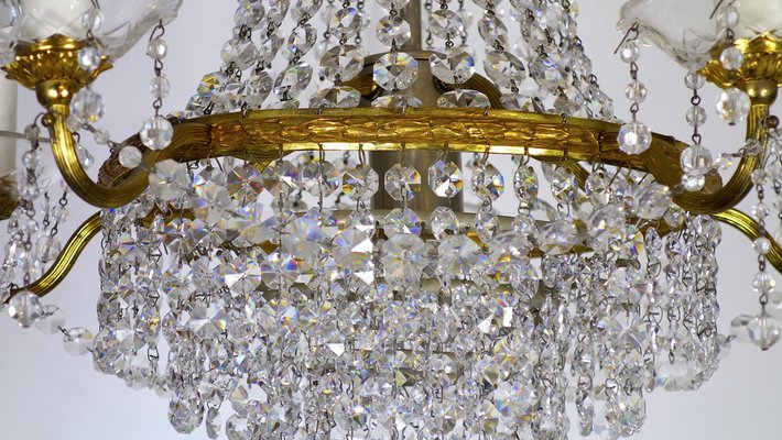 Brass and Lead Crystal Chandelier from Palwa, 1950s-NGU-1819526