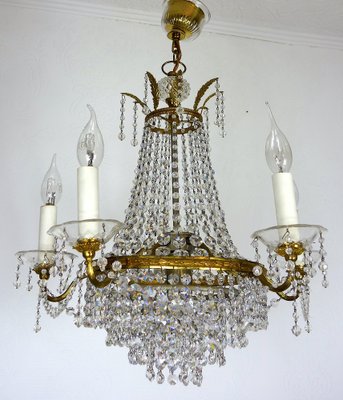 Brass and Lead Crystal Chandelier from Palwa, 1950s-NGU-1819526